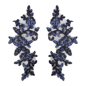 Magideal - 1 Par De Apliques De Encaje, Adornos De Encaje, Apliques Bordados Florales Para Manualidades De Costura, Decoración De Vestido De Noche, Ropa, Disfraz Azul Oscuro