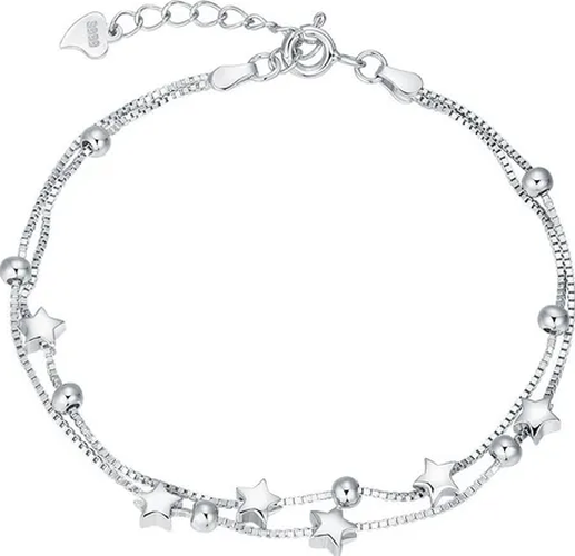 Genérico - Pulsera Plata 925 Cuentas Estrellas Elegante