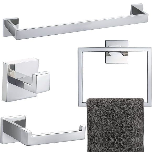 Juego de accesorios de baño TQKAG de acero inoxidable cromado de 4 piezas