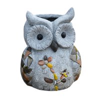 Ioensy - Maceta De Jardín Resistente A La Intemperie Con Forma De Búho Para Estantes, Dormitorio, Césped, 11 Cm X 12,5 Cm