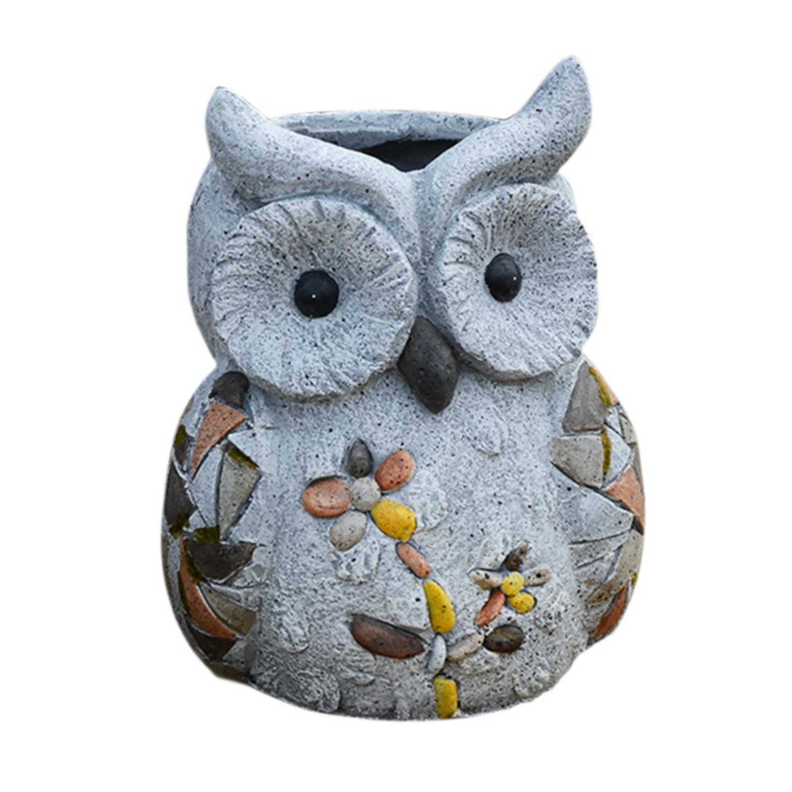 Ioensy - Maceta De Jardín Resistente A La Intemperie Con Forma De Búho Para Estantes, Dormitorio, Césped, 11 Cm X 12,5 Cm