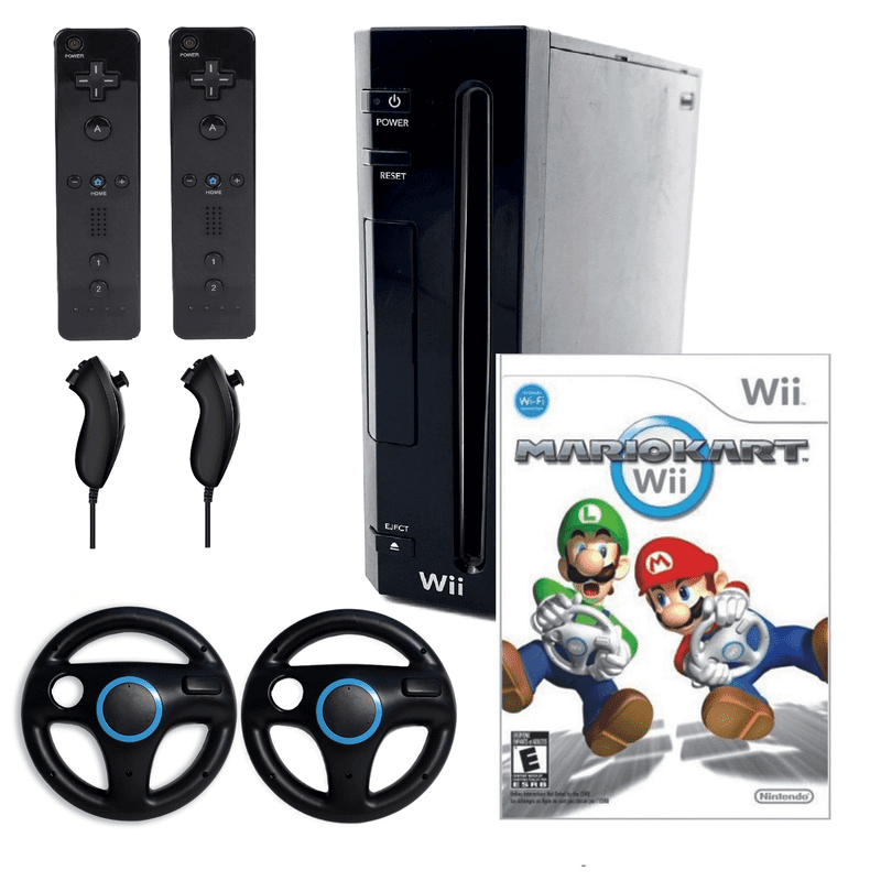 Restored Nintendo Wii Console Wii Game System Black With Mario Kart Premium Bundle (refurbished)