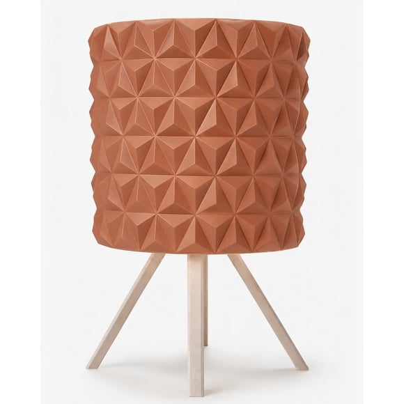 Lámpara de Mesa Velador SLVJE Diamond E27 Impresa en 3D 30 cm Beige / Terracota + Ampolleta