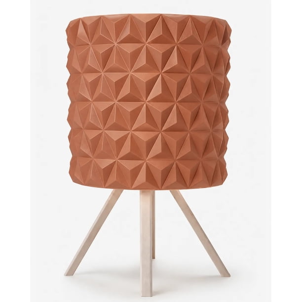 Lámpara de Mesa Velador SLVJE Diamond E27 Impresa en 3D 30 cm Beige / Terracota + Ampolleta