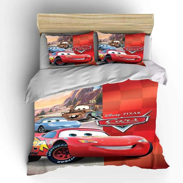 Cars cartoon Lightning McQueen 3D printing Children's bedding set 3 pcs 100% polyester Home Bedroom Decoration Bed Sheets