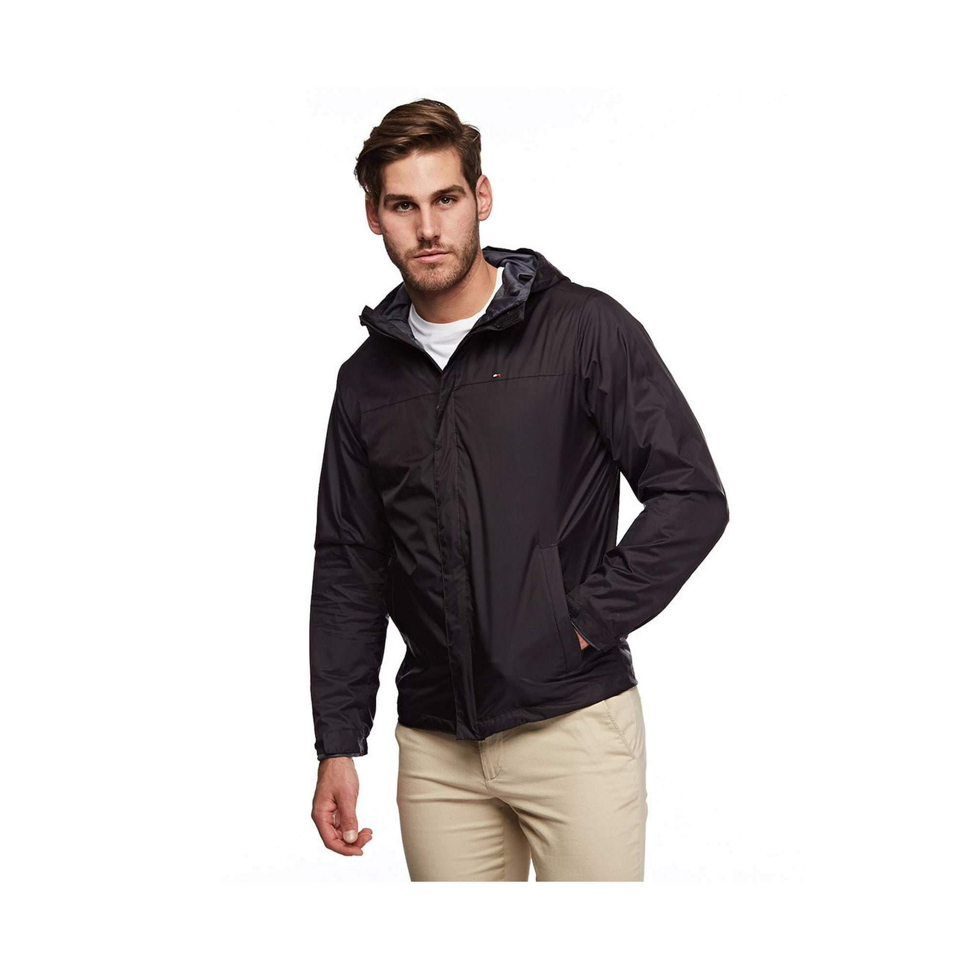 Chaqueta Tommy Hilfiger Ligera Impermeable Para Hombre Negra