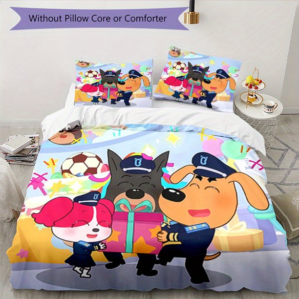 Sheriff-Inspired 3pcs Bedding Set - Includes 1 Cover & 2 Pillowcases, Breathable Polyester, Machine Washable - Perfect for All Seasons S1030