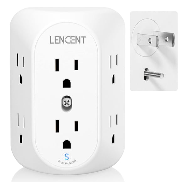 Regleta LENCENT con adaptador de puesta a tierra de 2 a 3 patas