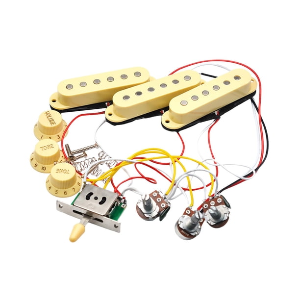 Pastillas para guitarra eléctrica Tres pastillas individuales Interruptores Mástil y puente Pastilla pasiva para guitarra eléctrica ST Piezas Accesori Amarillo