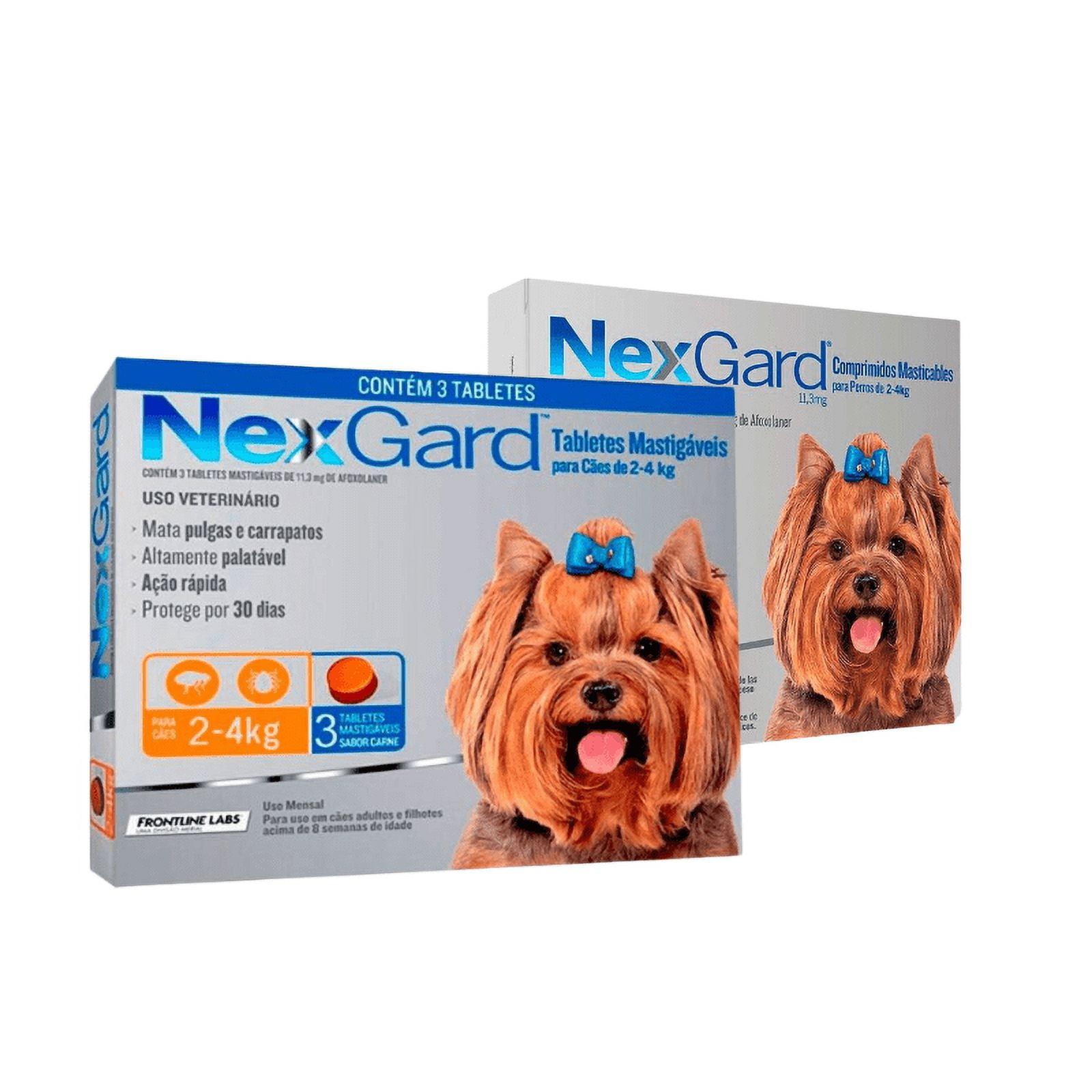 Nexgard - Antiparasitario Masticable Para Perros De 2 A 4 Kilos Caja, 3 Comprimidos