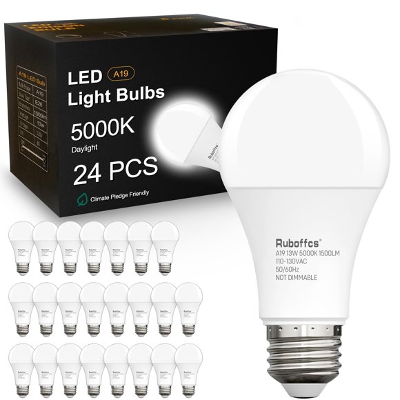 Bombilla LED Ruboffcs A19 13W 5000K Pack de 24