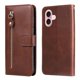 thumbnail image 1 of Funda tipo cartera para iPhone 16 con bolsillo con cremallera y ranuras para tarjetas – Función de soporte Marrón, 1 of 6