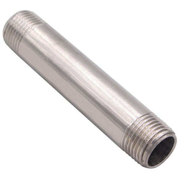Niple para tubería DERPIPE 1/2" NPT de acero inoxidable, 10 cm