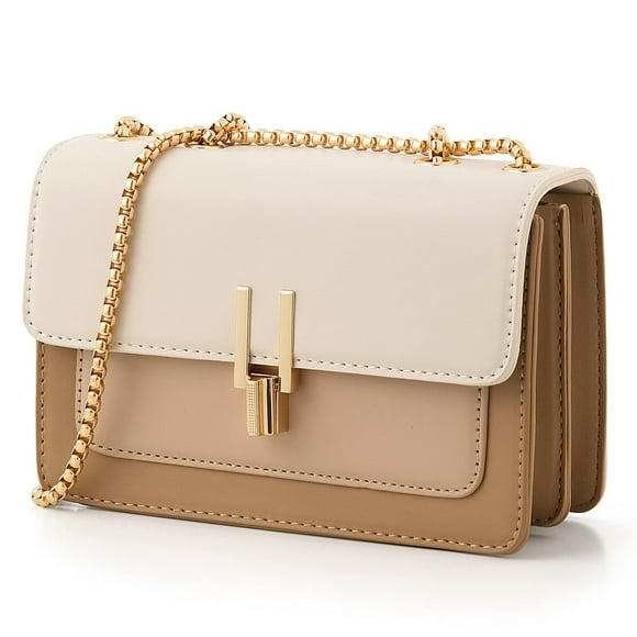 Bandolera TOP BAND Cute de piel sintética para mujer, color beige