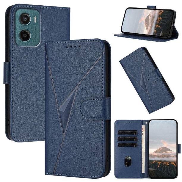 Funda Cartera Fibra de Carbono para Motorola MOTO G05 con Soporte y Cierre Magnético Azul