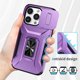 thumbnail image 2 of Funda Armada para iPhone 14 Pro Max con Tapa Deslizante y Soporte Magnético Giratorio Morado, 2 of 5