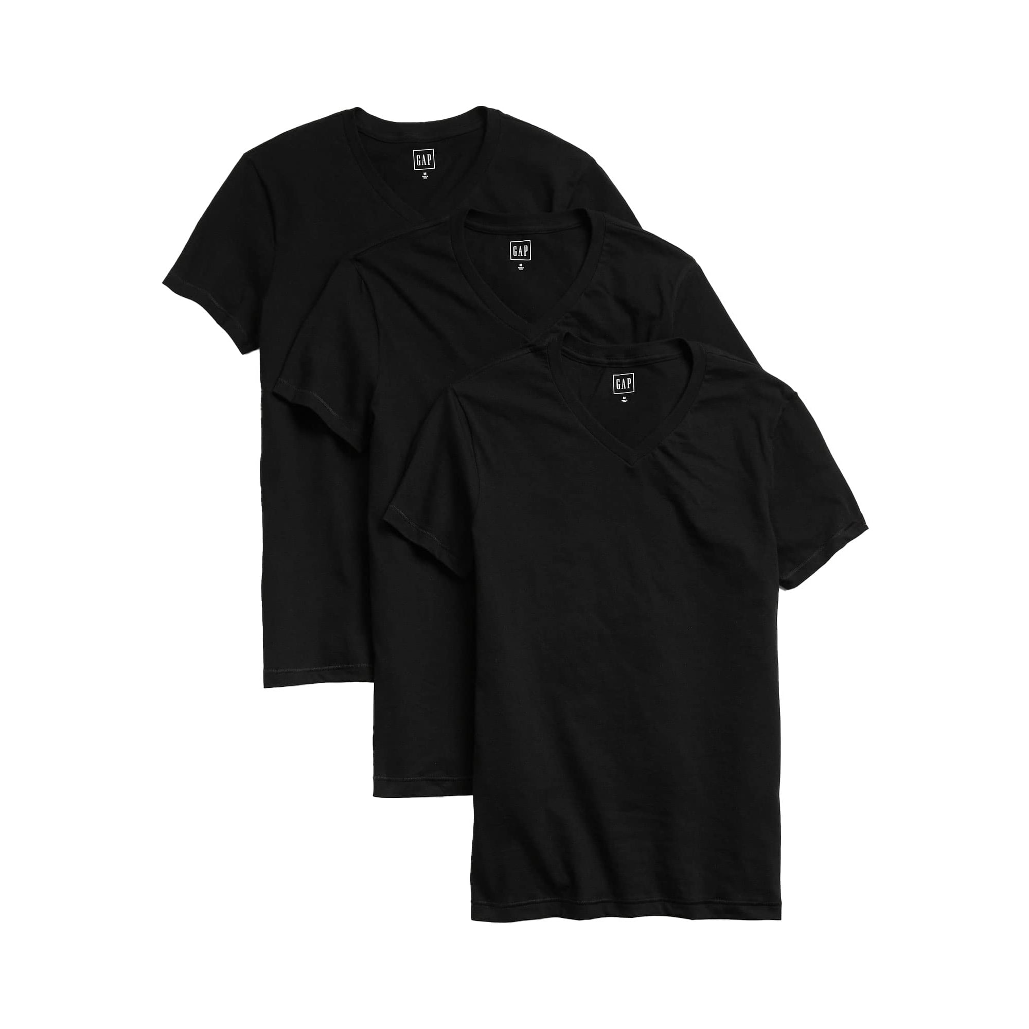 Remera De Hombre Con Cuello En V Gap Paquete De 3 Negro Verdadero Mediana