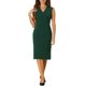 thumbnail image 1 of INSPIRE CHIC Vestido de Tubo para Mujer Regreso a Clases Atuendo de Maestra Sin Mangas Cuello en V Vestido de Trabajo con Cinturón Verde Oscuro Talla S, 1 of 6