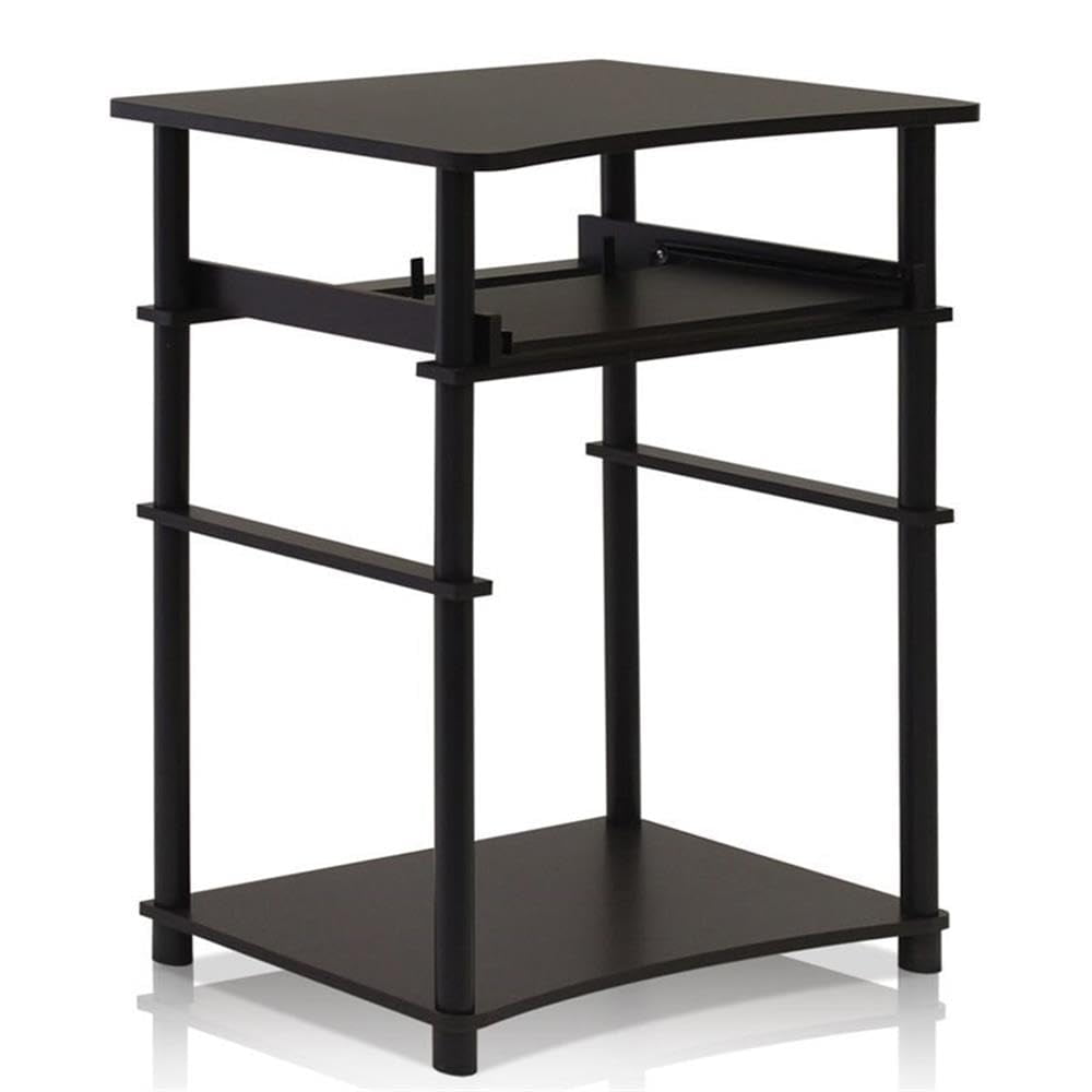 Escritorio Para Ordenador Furinno Home Espresso/negro Con Estantes De Almacenamiento
