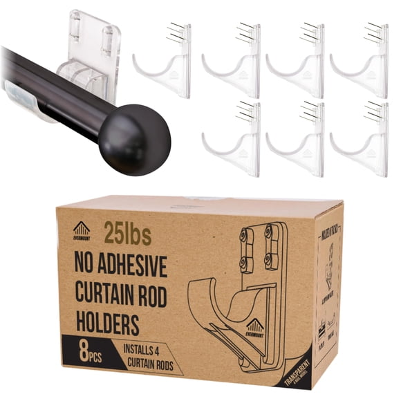 Soportes para barra de cortina Evermount, paquete de 8, para barras de 3 cm