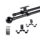 thumbnail image 5 of Set Doble De Barras Para Cortina Extensible 75-110 Cm De Metal Diámetro 16/19 Mm Soporte De Techo Terminal Bola Color Negro, 5 of 5