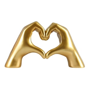 Bothyi - Estatuilla De Amor De Mano Creativa Estatua De Gesto De Corazón Decoración De Boda De Sala De Estar Dorada