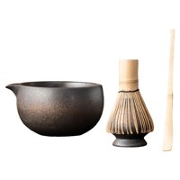 Magideal - Juego De Té Matcha, Utensilios Para Hacer Té Hechos A Mano, Herramientas Para Hacer Té, Juego Completo De Cuchara Matcha, Batidor De Bambú, Tazón De Cuenco Gris