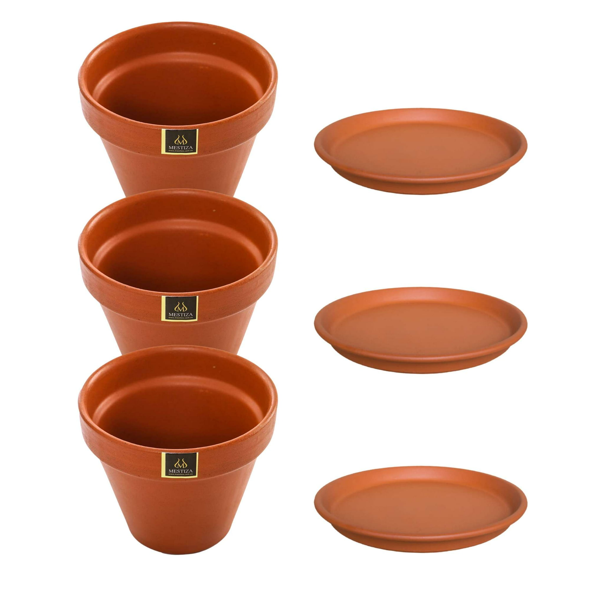 Pottery - Set De 3 Maceta Kony 19cm Terracota Y Sus Platos