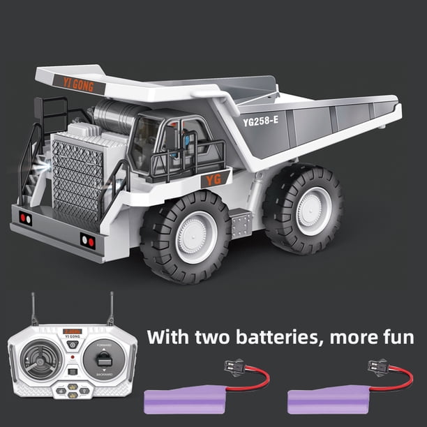 2.4Ghz Remote Control Excavator 2 Batteries Toy Metal Shovel ,11 Channel RC Construction Bulldozer Vehicles Digger Toys Gift With Light And Sound for 6 7 8 9 10 Years Old Kids Boys