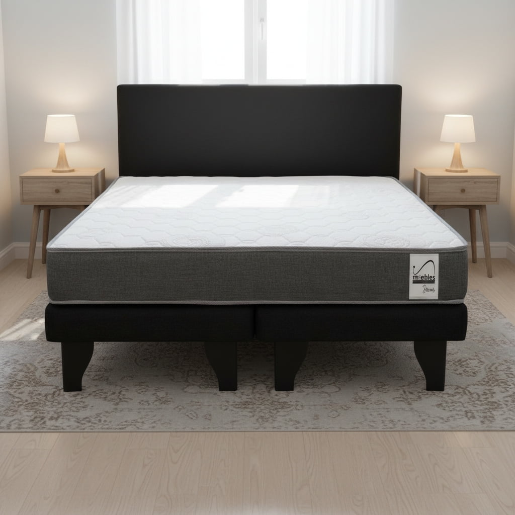 Home Factory - Cama Europea + Respaldo 2 Plazas Basic Inmuebles Dreams