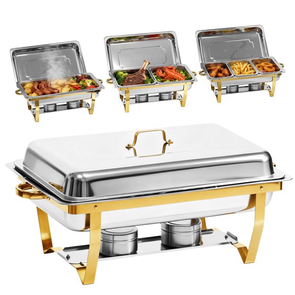 Bañador Grillaxy 9 qt – Pack de 4 en Acero Inoxidable Dorado