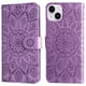 thumbnail image 2 of Funda tipo cartera FOXDOCK para iPhone 15 Plus , diseño girasol en relieve, cuero PU, cierre magnético, soporte y tarjetero, 2 of 5
