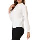 thumbnail image 4 of INSPIRE CHIC Blusa de Mujer con Volantes, Botones, Cuello Alto, Manga Larga, Talla L, Color Blanco, 4 of 8