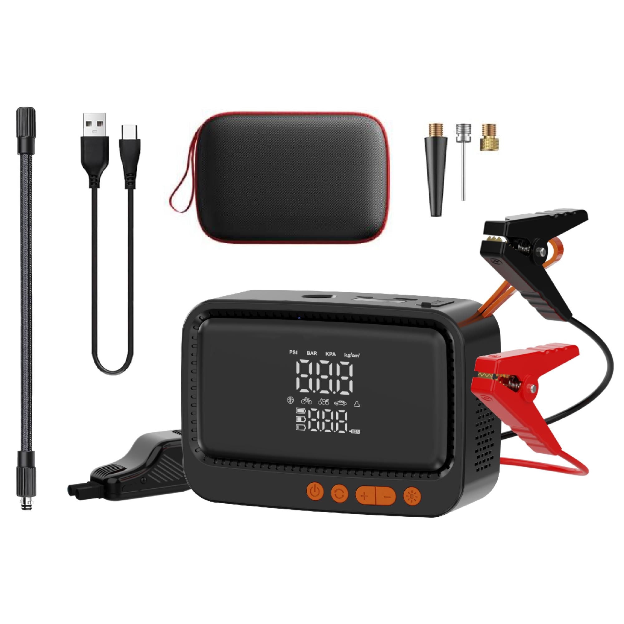 Autodrive - Compresor De Aire 2 En 1 Con Arrancador De Emergencia