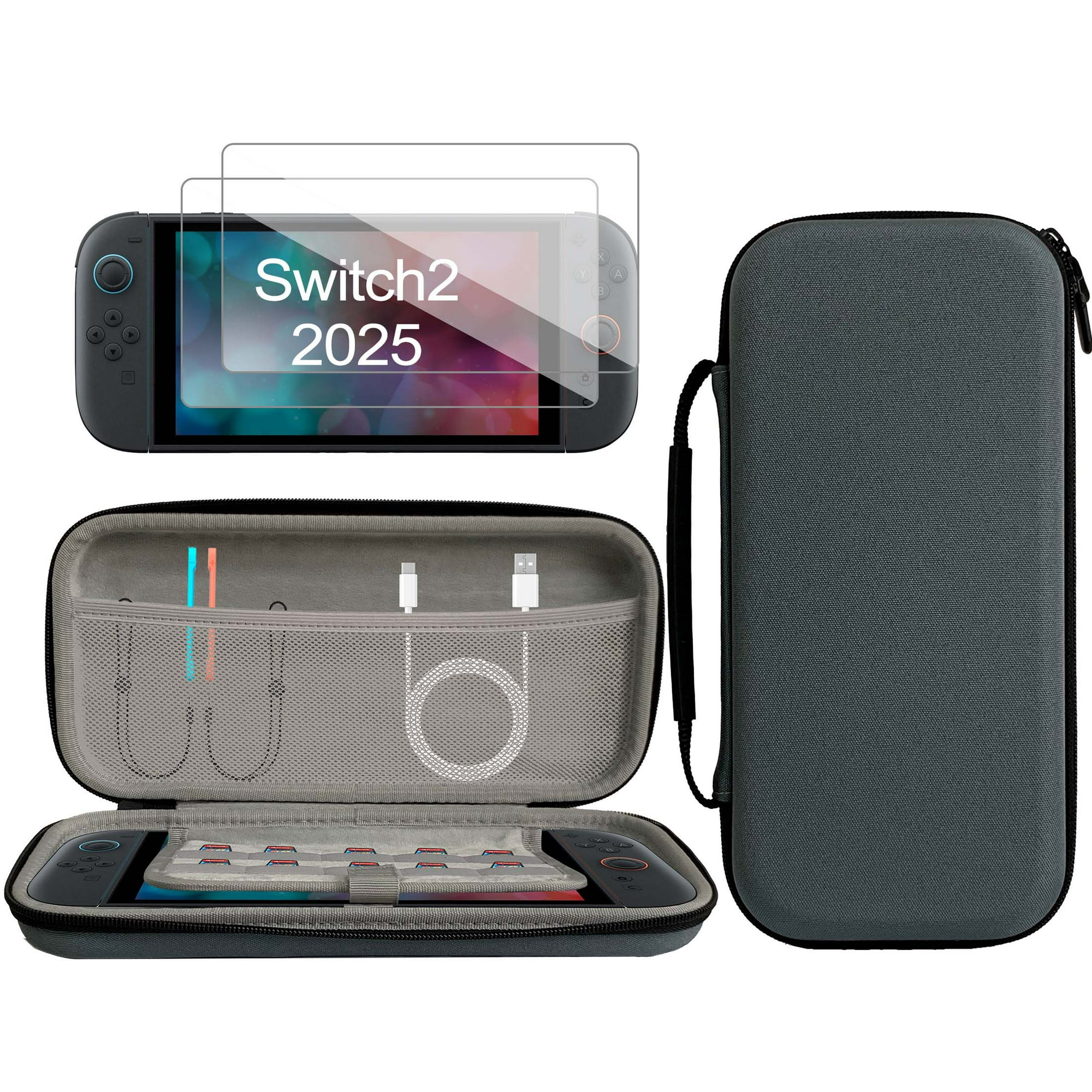 Genérico - Estuche Protector Para Nintendo Switch 2 (2025) - Funda De Transporte Ultra Suave Negra Con 10 Ranuras Para Juegos | Resistente A Golpes Y Agua