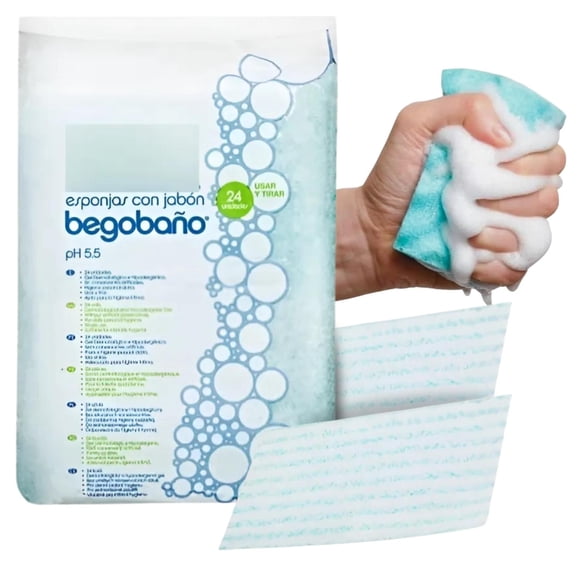 Esponja Jabonosa Desechable Begobaño Enjuague 24 unidades