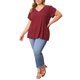 thumbnail image 1 of GRACE & GRANDEUR Camisetas de verano de Pascua para mujer de talla grande, básicas sólidas con cuello en V, manga de tulipán, blusas casuales sueltas 1X Burdeos, 1 of 6