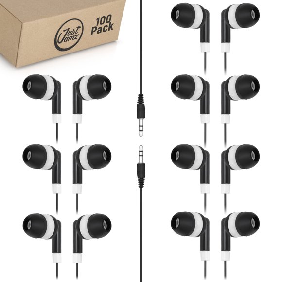 Auriculares JustJamz Bulk, paquete de 100 unidades, intraurales Black Dot, cableados