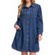 thumbnail image 1 of Vestido de Mezclilla para Mujer INSPIRE CHIC Casual de Manga Larga hasta la Rodilla con Botones Abajo Camisa de Jean L Azul Oscuro, 1 of 6