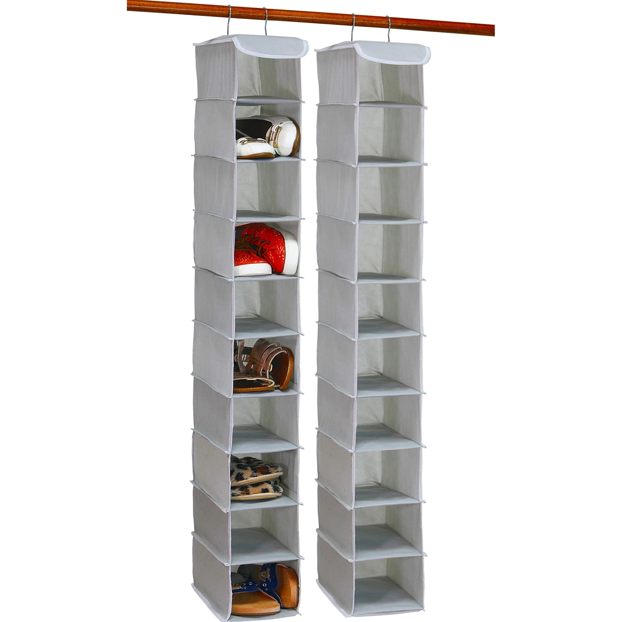 Organizador Colgante Simple Houseware, Paquete De 2, 10 Estantes, Gris