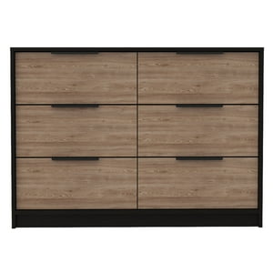 Fmfurniture - Comoda 4 Cajones 2 Puertas Fm-003N - Negro Y Cafe Claro