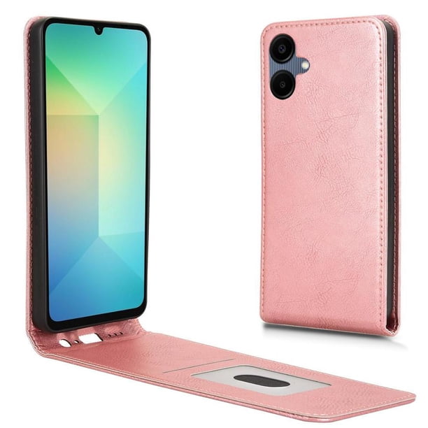 Funda tipo folio para Samsung Galaxy A06 con soporte magnético y protección para la cámara Oro rosa