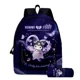 thumbnail image 1 of 3PC-SET Printing Peripheral Sanrio Kuromi Backpack Student School Bag Pencil Case Bag Mochila Boys Girls Anime kawaii Cartoon, 1 of 3