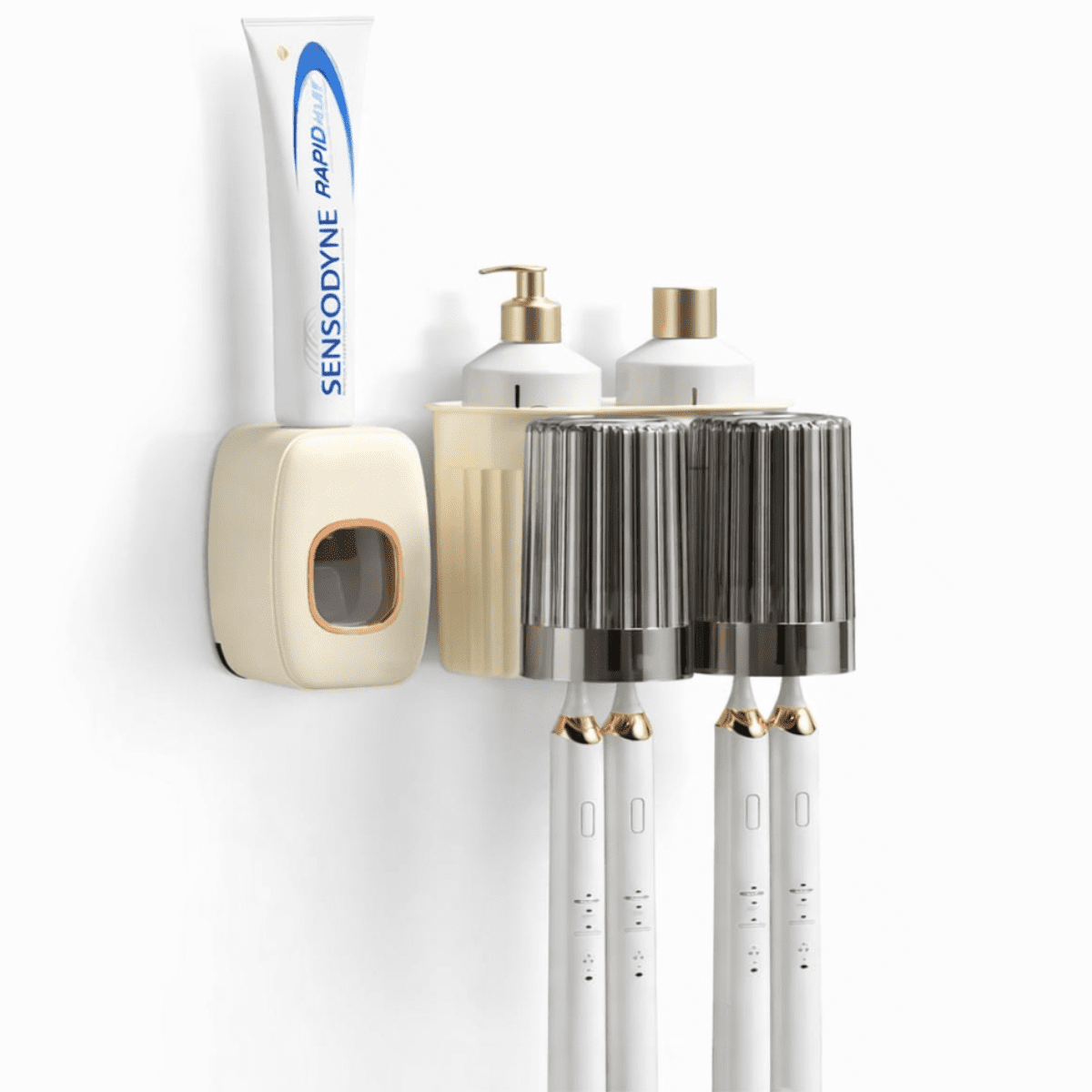 Genérico - Organizador Porta Cepillos De Dientes Adhesivo Con Vasos