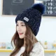 thumbnail image 5 of Gorro de invierno para mujer, moderno, abrigado, plegable, sólido, tejido, grueso, para invierno, 5 of 5