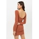 thumbnail image 3 of Vestido Básico de Canalé con Escote en U en la Parte Delantera y Trasera y Manga Larga., 3 of 5