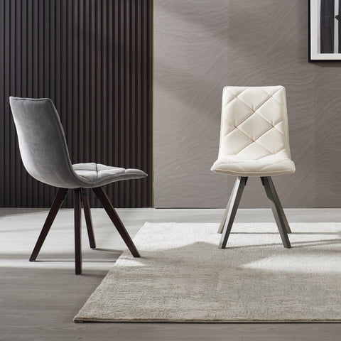 M&Ms - Dining Chairs Set Of 2Pcs/Ctn Kitchen Mid Century Modern Chairs With Wood Legs And Fabric Cushion For Living Room Bedroom Outdoor Lounge, White