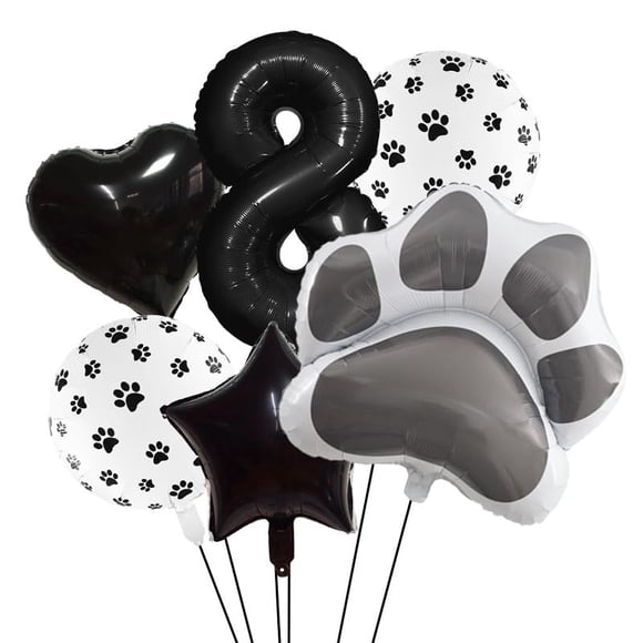 Juego de Globos Antwhale Huella de Pata de Mascota en Negro y Blanco
