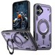 thumbnail image 1 of For Apple iPhone 16 Funda con Soporte de Anillo en O Magnético Invisible, Funda de Teléfono a Prueba de Golpes, Morado, para iPhone 16, 1 of 6