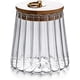 thumbnail image 1 of Recipiente hermético de vidrio para almacenar frutos secos y café, con forma de pétalo, decorativo, con tapa de bambú y asa de metal, fácil de agarrar, 600 ml, 1 of 5
